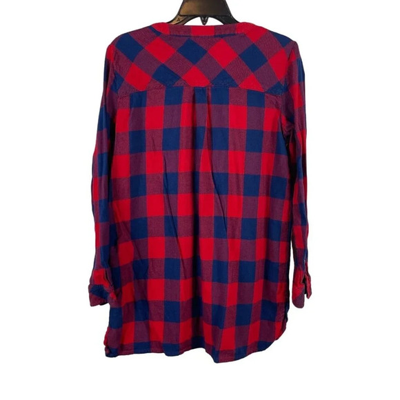 Gap Women Long Sleeve Plaid Pullover Top Shirt Size S - Picture 2 of 6
